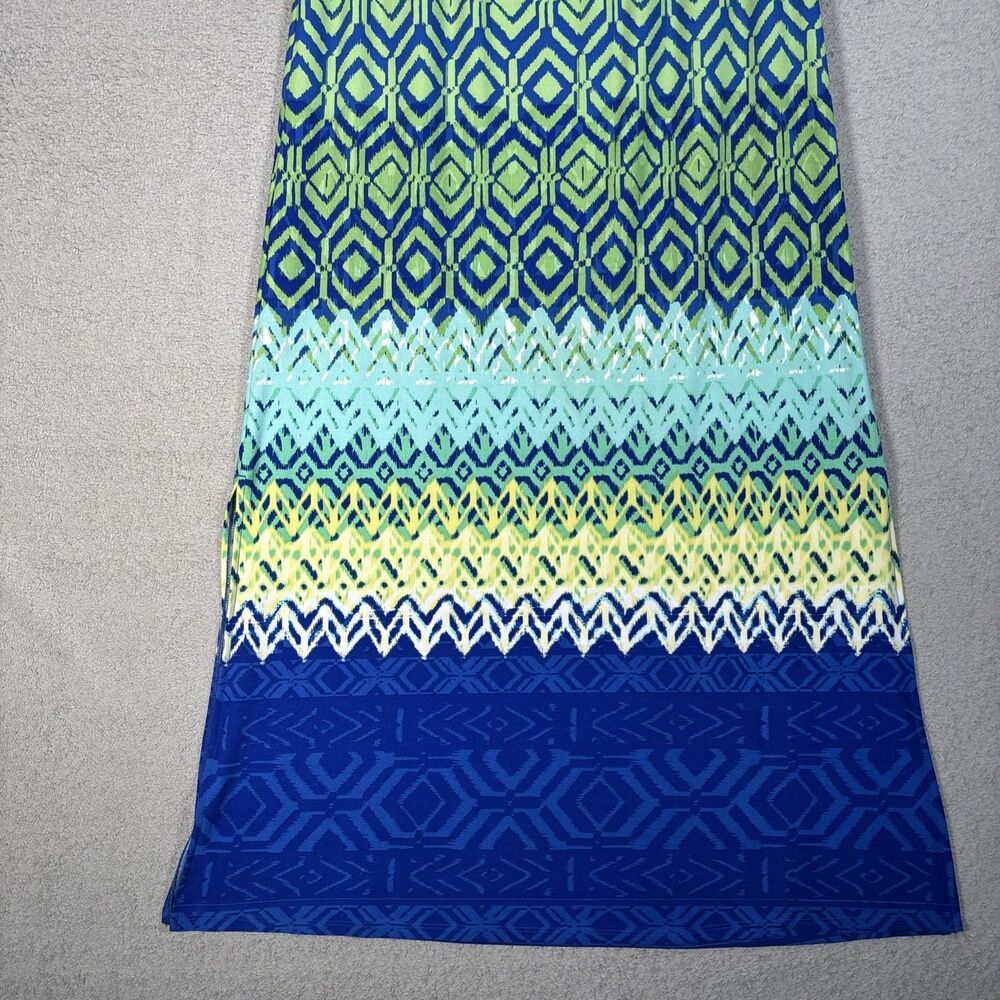 Chicos Women's Size 8 (1) Maxi Skirt Elastic Waist Blue Green Resort Cruise Wear - Picture 9 of 12